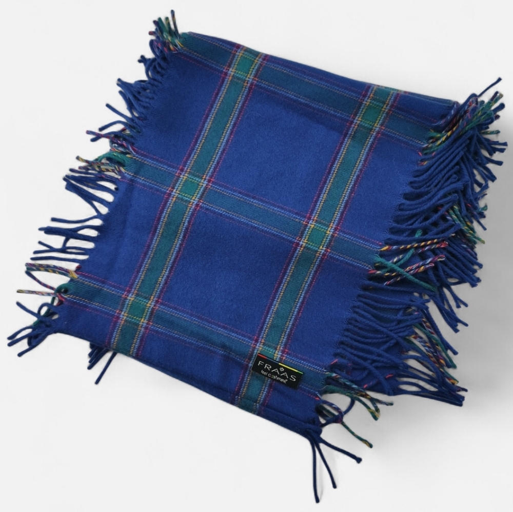 Fraas Infinity Scarf Blue Plaid Loop Scarf Soft Cashmere-Feel Made in Germany